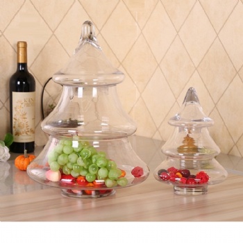 B03310006 glass candy jar x'mas tree design