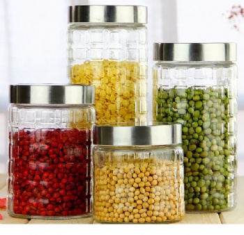  glass storage jar with metal lid B02110003	