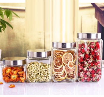 glass storage jar with metal lid B02110004