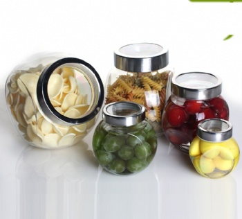  glass storage jar screw lid B02110008	