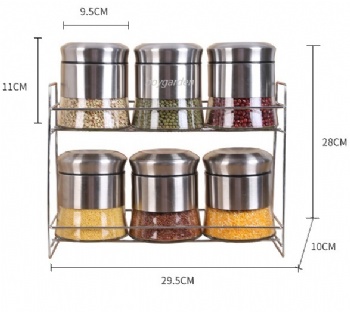  B06120001 glass storage with metal cover	