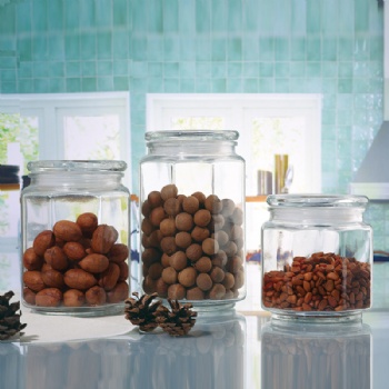 glass storage jar with flat lid B02113012