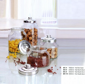 glass storage jar with metal lid B02113021