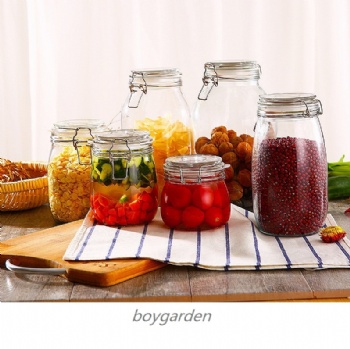  glass storage jar with clips B02116001	