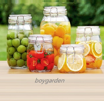  glass storage jar with clips B02116001	
