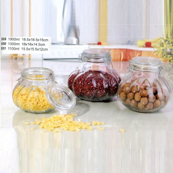 glass storage jar with clips B02116012