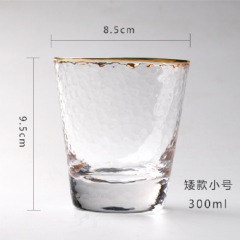  B03180005 tumbler glass golden mouth hammer pattern	