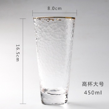  B03180005 tumbler glass golden mouth hammer pattern	